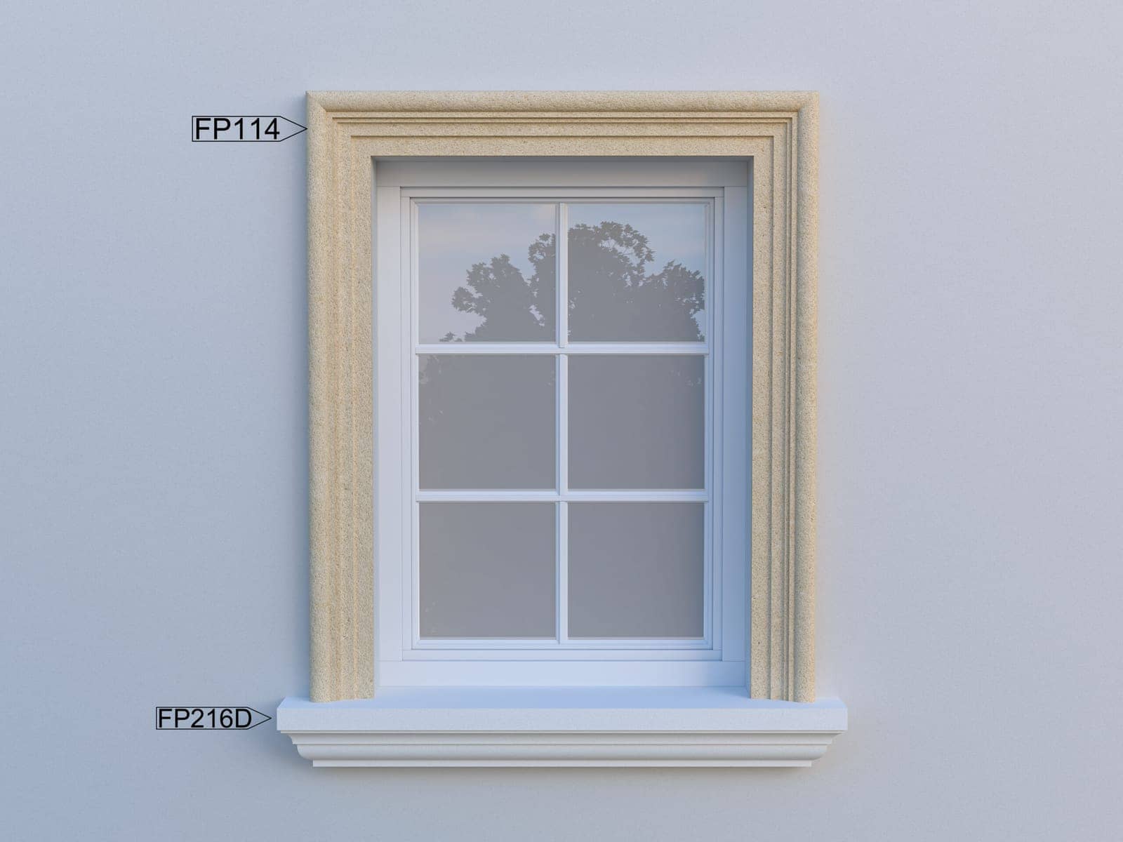 Encadrement de fenêtre FP114 — profil décoratif de façade Profilia Décor, Encadrements de fenêtres, vue 2
