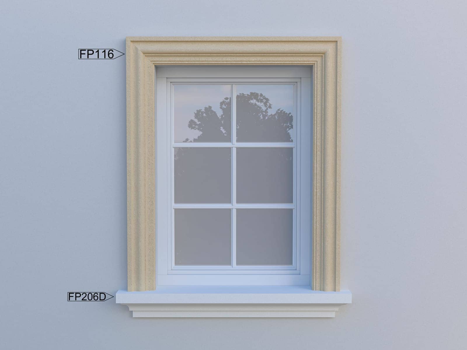 Encadrement de fenêtre FP116 — profil décoratif de façade Profilia Décor, Encadrements de fenêtres, vue 2