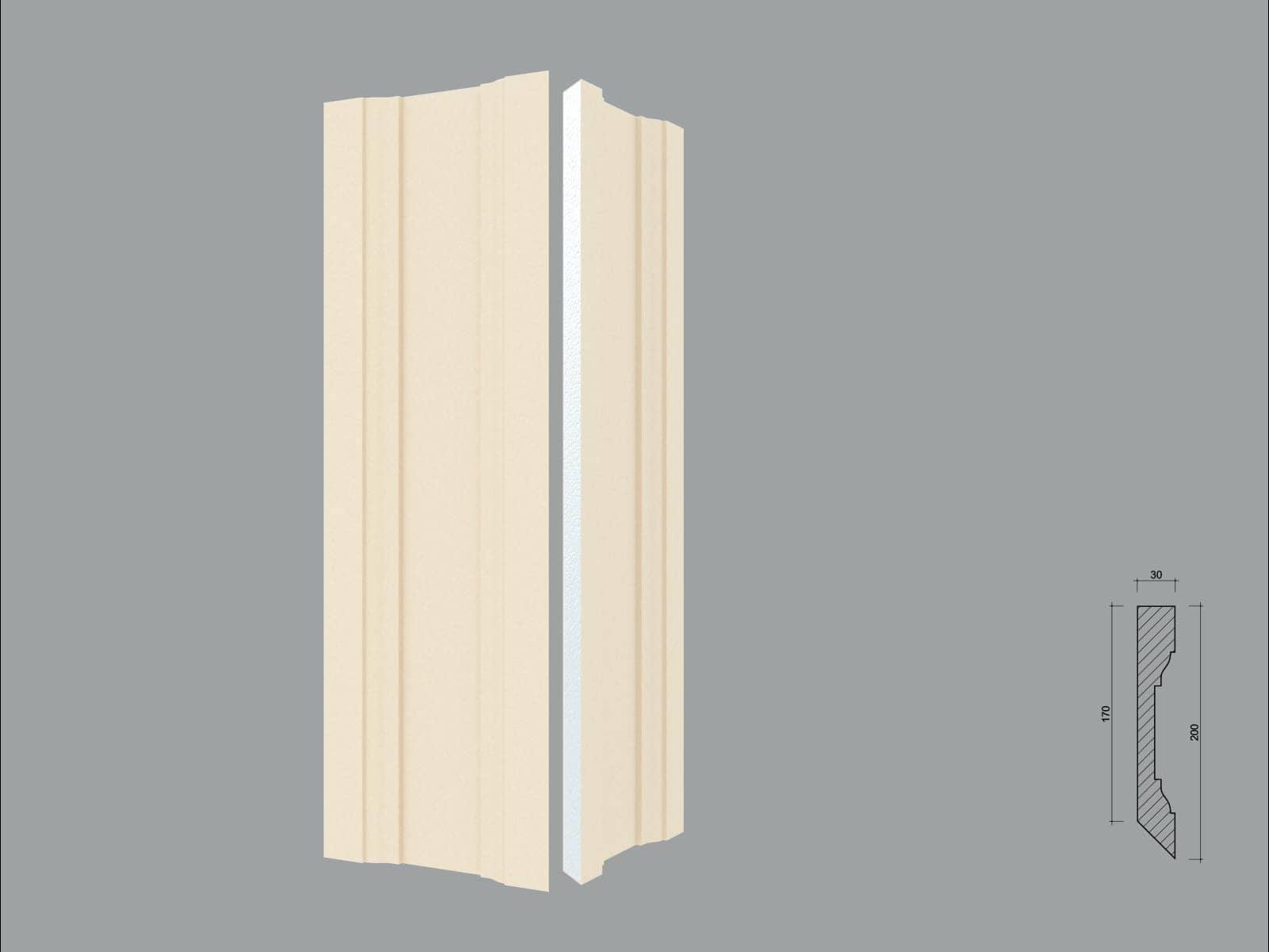 Pilastre FP501-45 — coupe 45° — profil décoratif de façade Profilia Décor, Pilastres, vue 2
