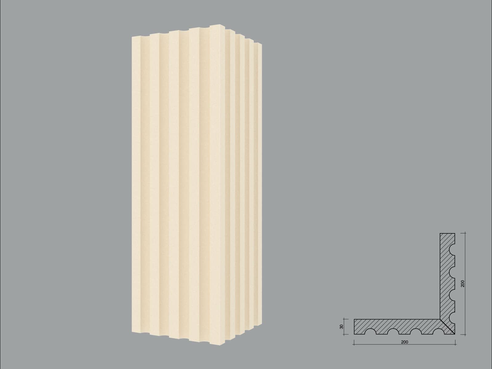 Pilastre FP502-45 — coupe 45° — profil décoratif de façade Profilia Décor, Pilastres, vue 4
