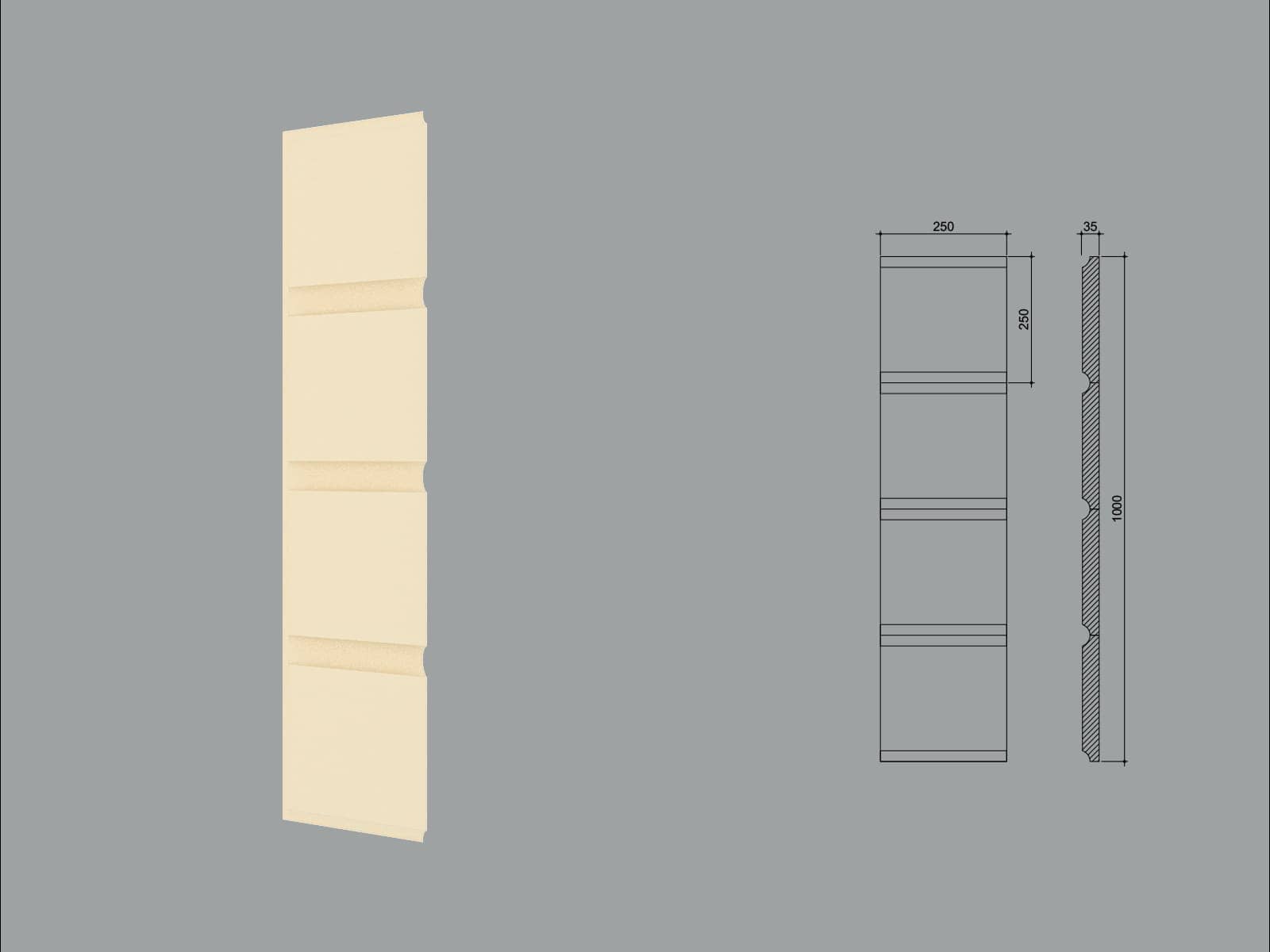 Chaîne d’angle FPCL01-1M-45 — coupe 45° — profil décoratif de façade Profilia Décor, Chaînes d’angle, vue 5