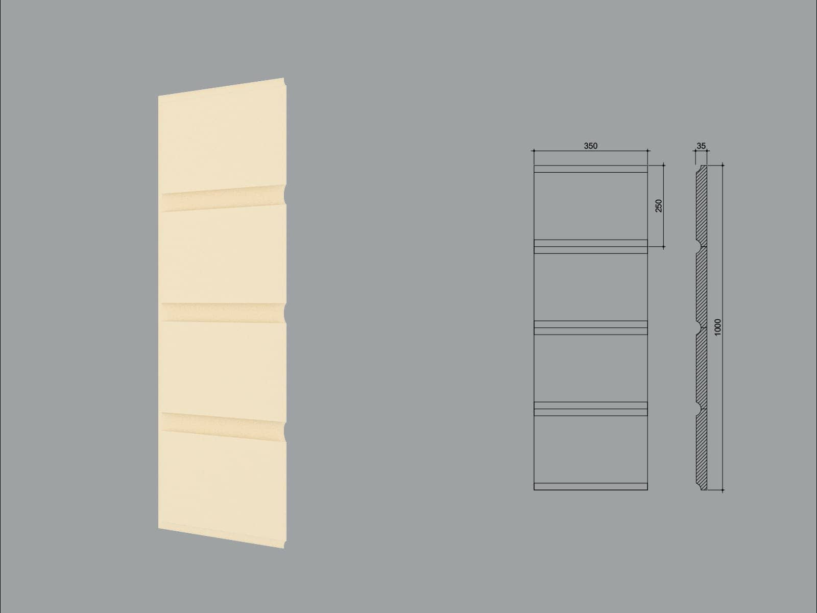 Chaîne d’angle FPCL02-1M-45 — coupe 45° — profil décoratif de façade Profilia Décor, Chaînes d’angle, vue 5