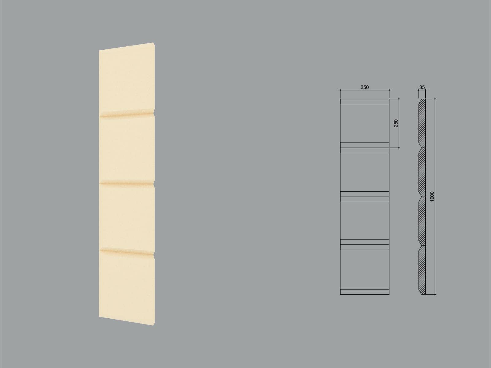 Chaîne d’angle FPCL03-1M-45 — coupe 45° — profil décoratif de façade Profilia Décor, Chaînes d’angle, vue 5