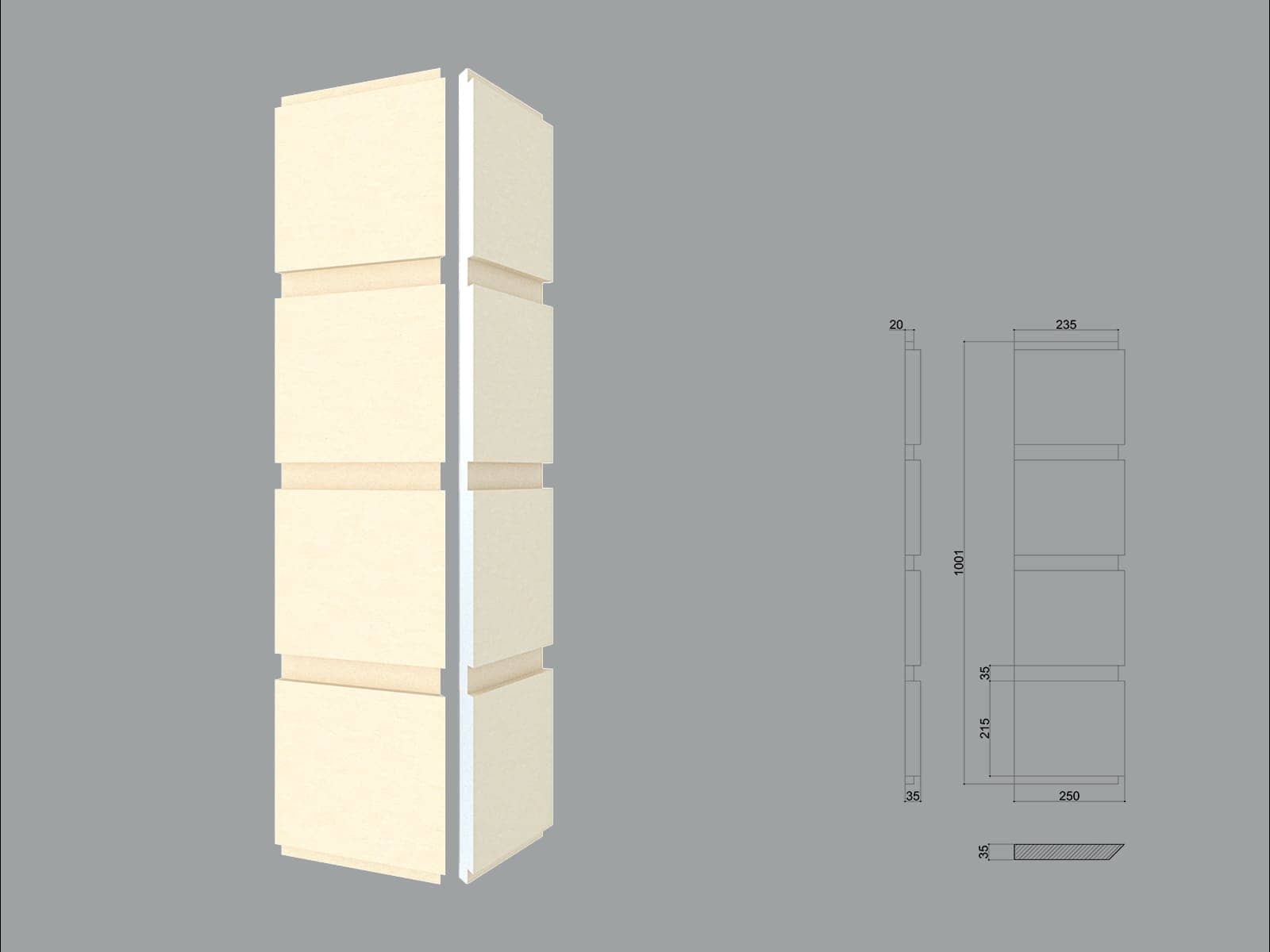 Chaîne d’angle FPCL07 — profil décoratif de façade Profilia Décor, Chaînes d’angle, vue 2