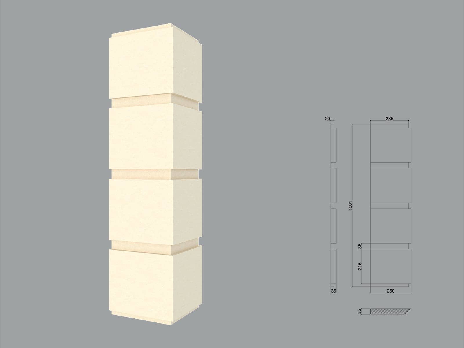 Chaîne d’angle FPCL07 — profil décoratif de façade Profilia Décor, Chaînes d’angle, vue 3