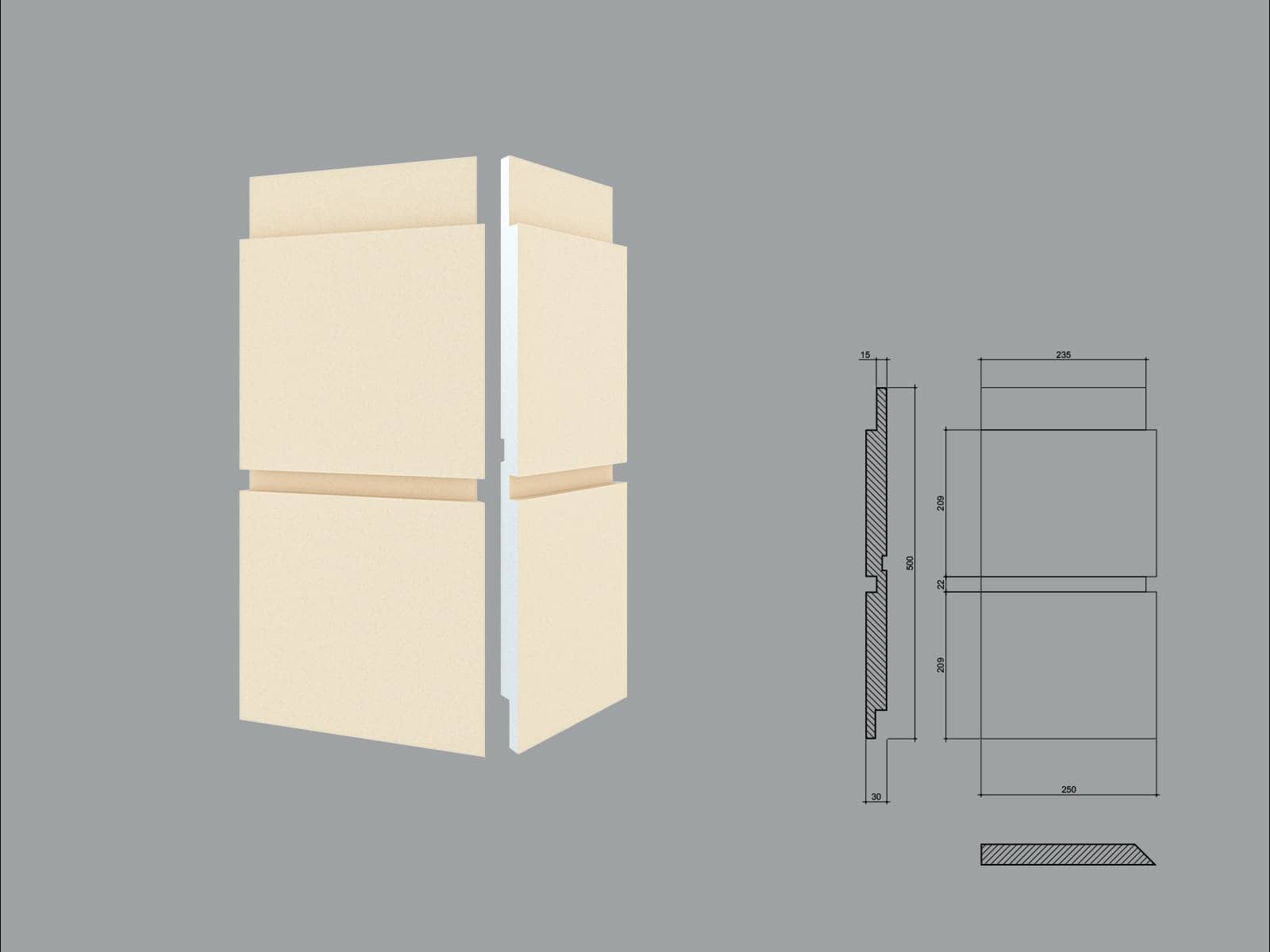 Chaîne d’angle FPCL10 — profil décoratif de façade Profilia Décor, Chaînes d’angle, vue 3