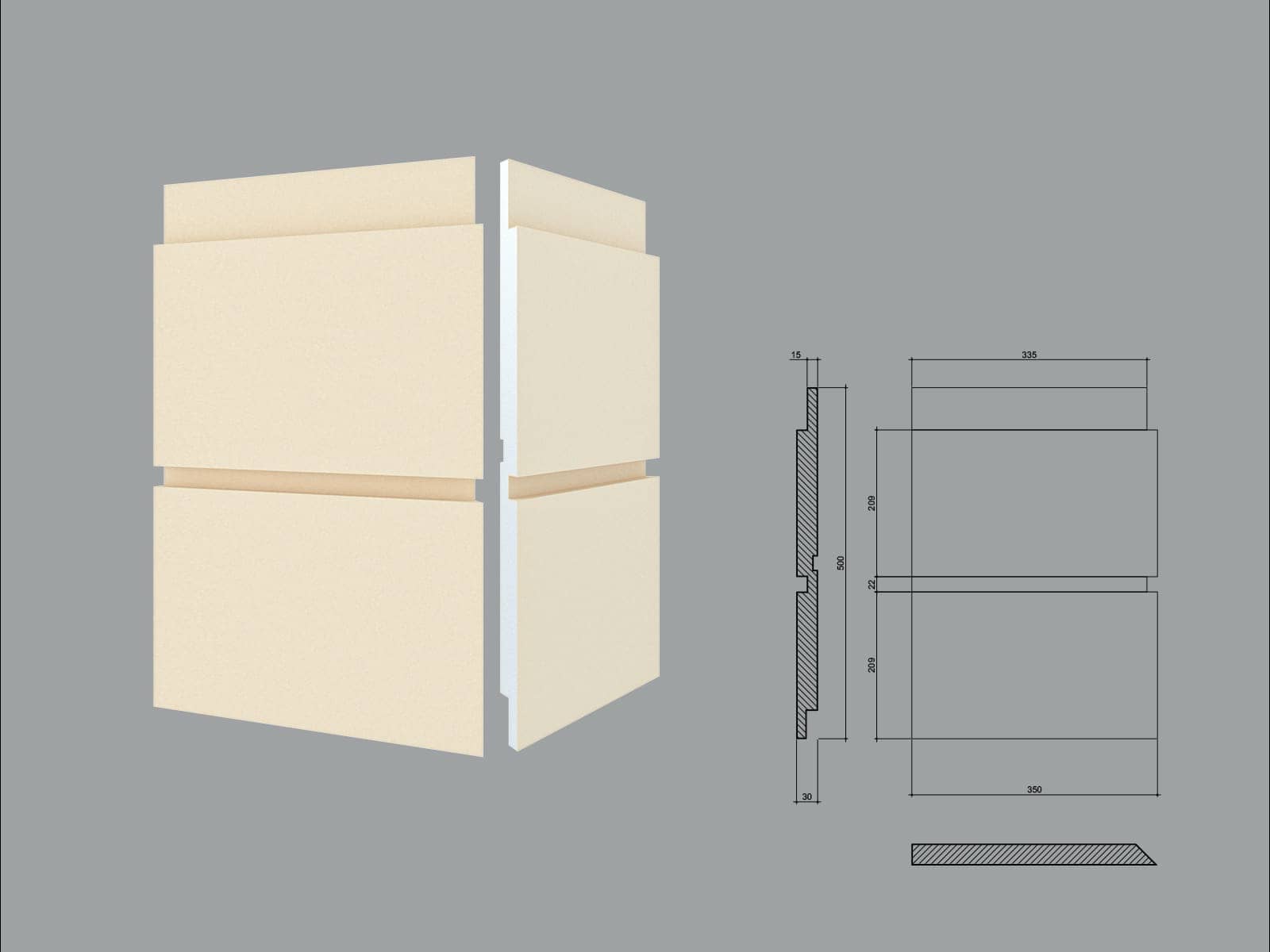 Chaîne d’angle FPCL11 — profil décoratif de façade Profilia Décor, Chaînes d’angle, vue 3