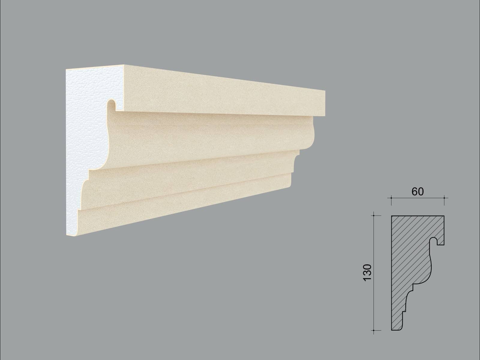 Appui de fenêtre FP210D — profil décoratif de façade Profilia Décor, Appuis de fenêtre, vue 1 Appui de fenêtre FP210D — profil décoratif de façade Profilia Décor, Appuis de fenêtre, vue 1