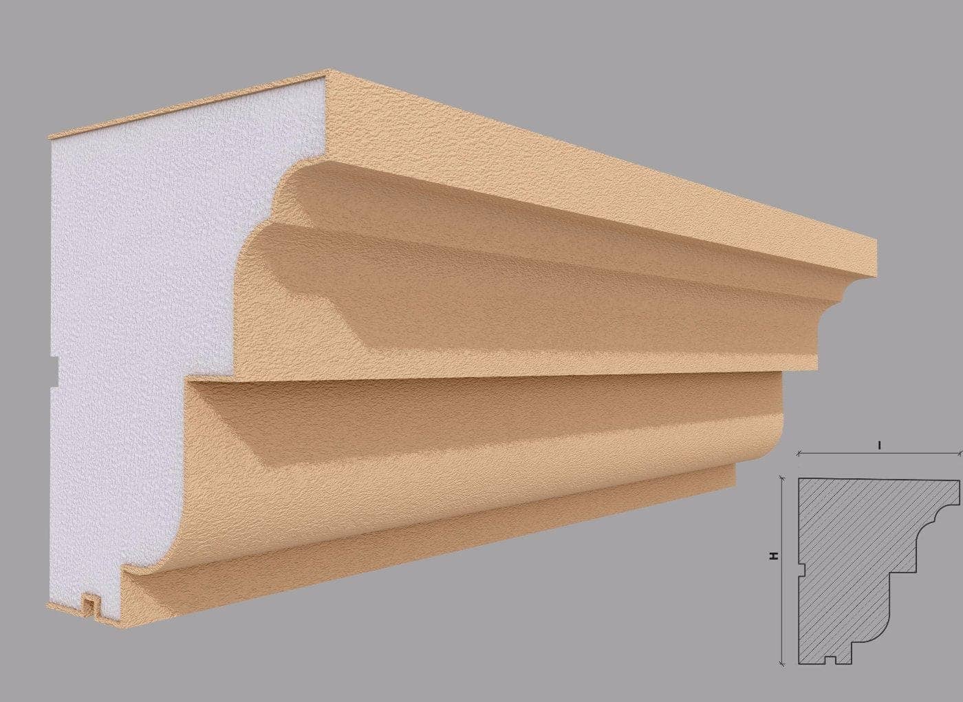 Appui de fenêtre FP220 — profil décoratif de façade Profilia Décor, Appuis de fenêtre, vue 1 Appui de fenêtre FP220 — profil décoratif de façade Profilia Décor, Appuis de fenêtre, vue 1