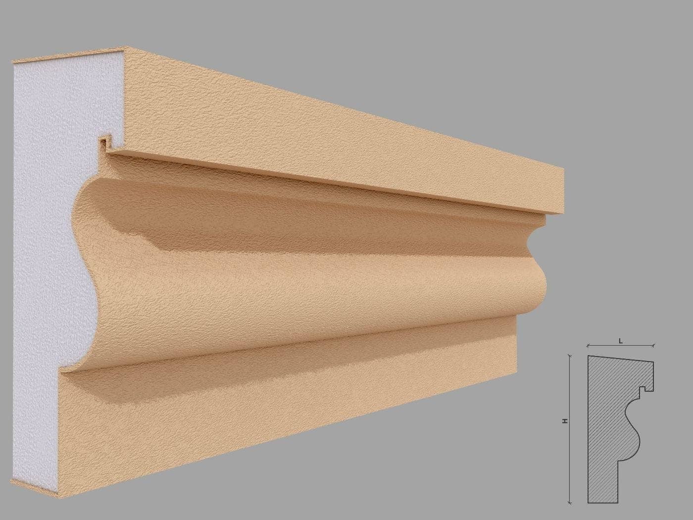 Appui de fenêtre FP222 — profil décoratif de façade Profilia Décor, Appuis de fenêtre, vue 1 Appui de fenêtre FP222 — profil décoratif de façade Profilia Décor, Appuis de fenêtre, vue 1