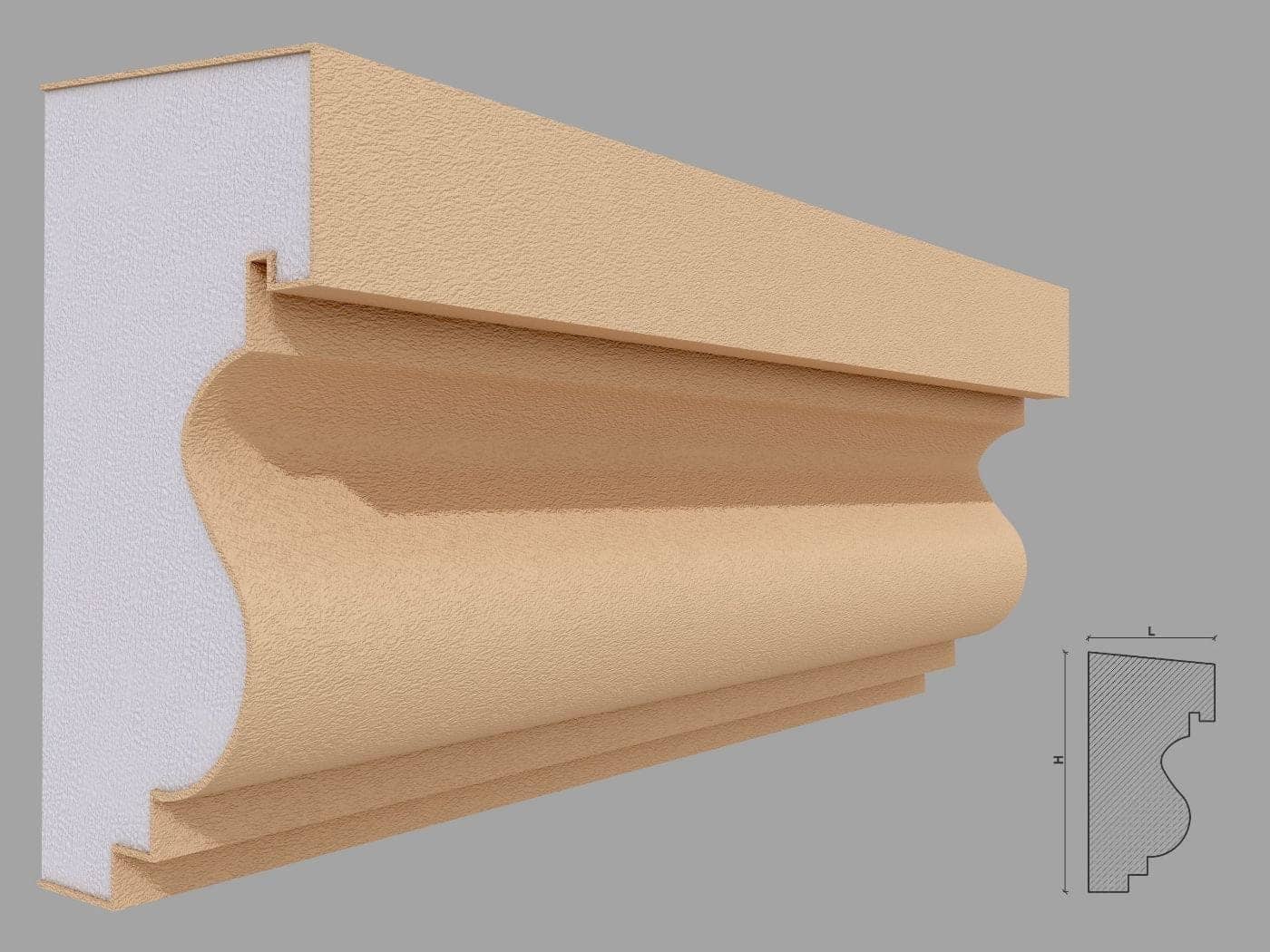 Appui de fenêtre FP223 — profil décoratif de façade Profilia Décor, Appuis de fenêtre, vue 1 Appui de fenêtre FP223 — profil décoratif de façade Profilia Décor, Appuis de fenêtre, vue 1