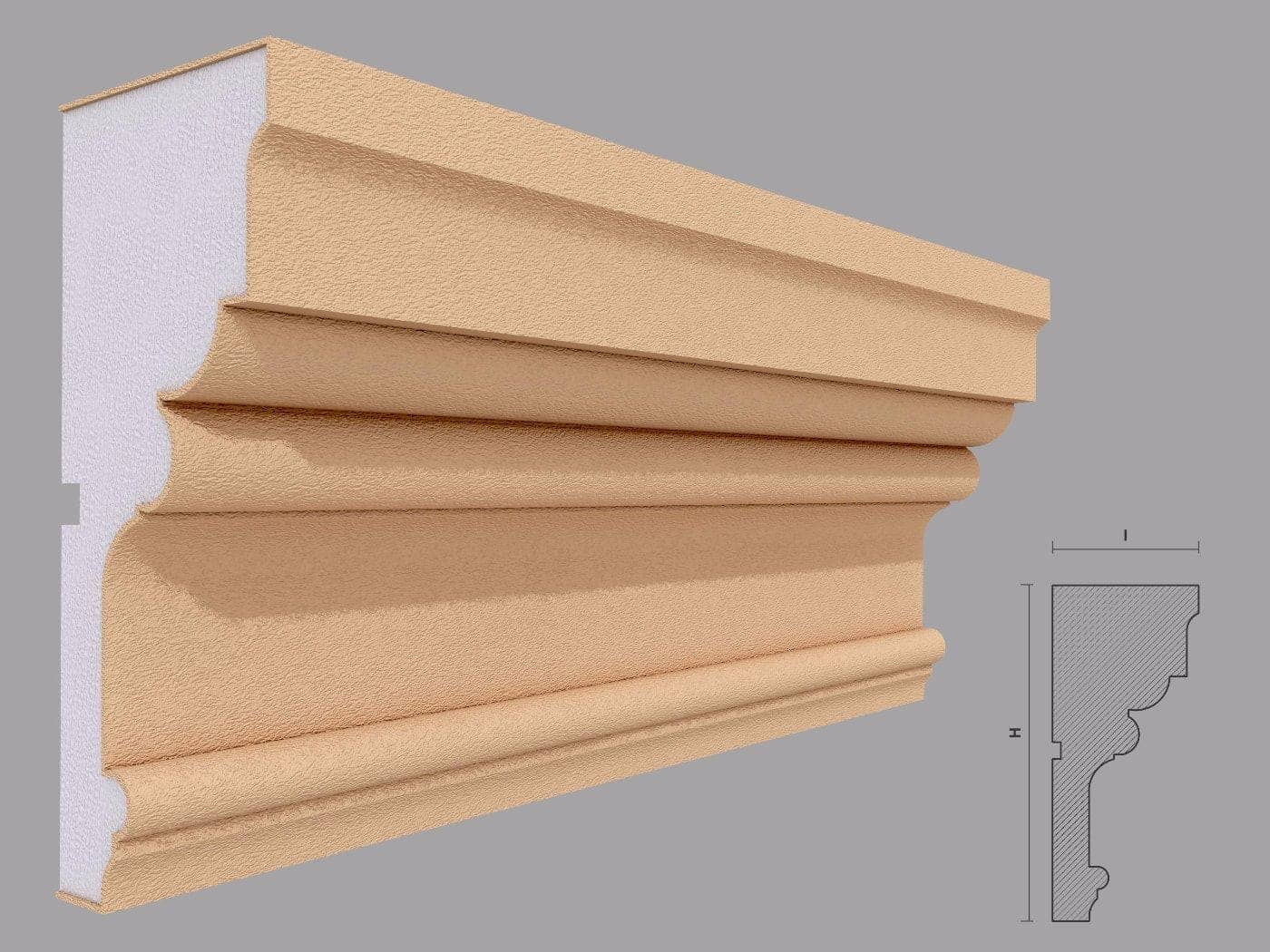 Corniche extérieure FP411 — profil décoratif de façade Profilia Décor, Corniches extérieures, vue 1 Corniche extérieure FP411 — profil décoratif de façade Profilia Décor, Corniches extérieures, vue 1