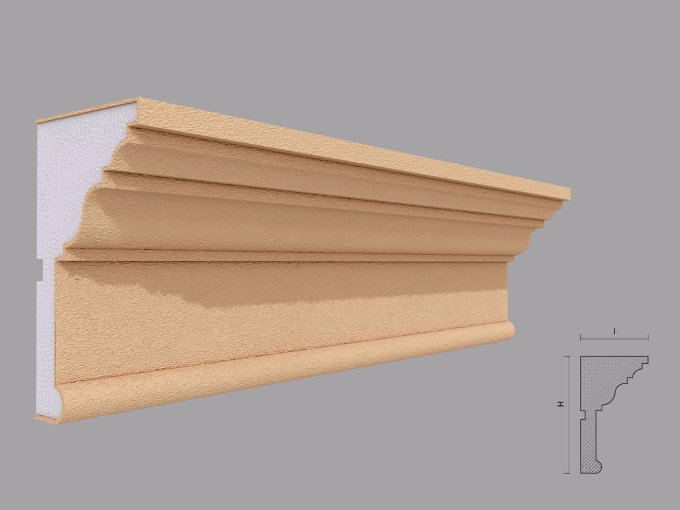 Corniche extérieure FP418 — profil décoratif de façade Profilia Décor, Corniches extérieures, vue 1 Corniche extérieure FP418 — profil décoratif de façade Profilia Décor, Corniches extérieures, vue 1