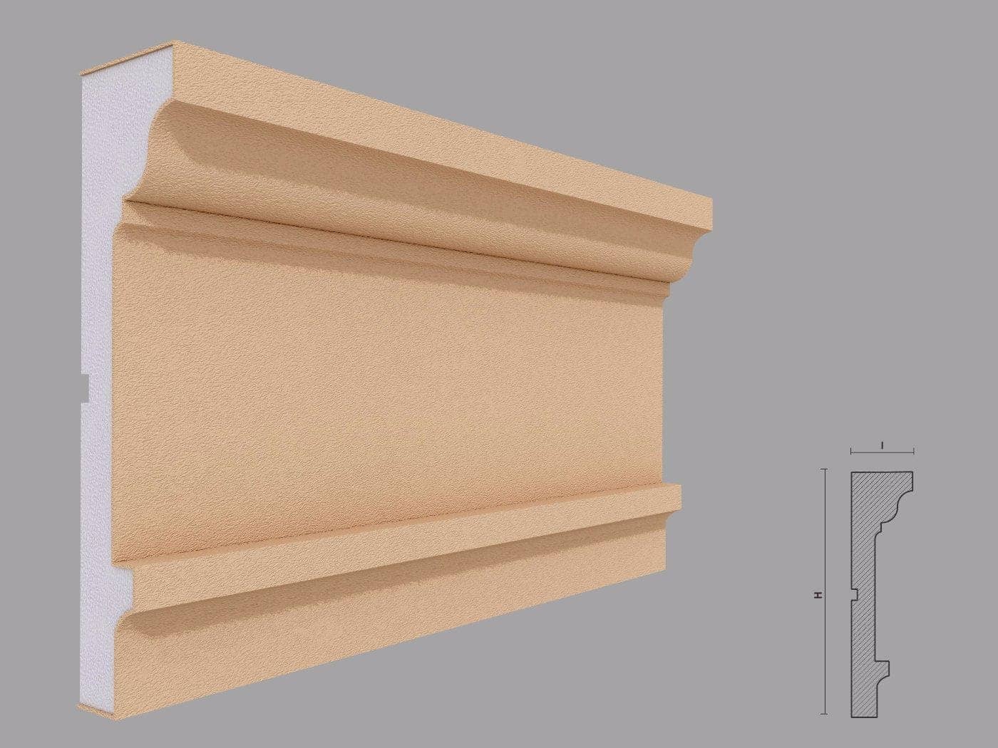 Corniche extérieure FP420 — profil décoratif de façade Profilia Décor, Corniches extérieures, vue 1 Corniche extérieure FP420 — profil décoratif de façade Profilia Décor, Corniches extérieures, vue 1