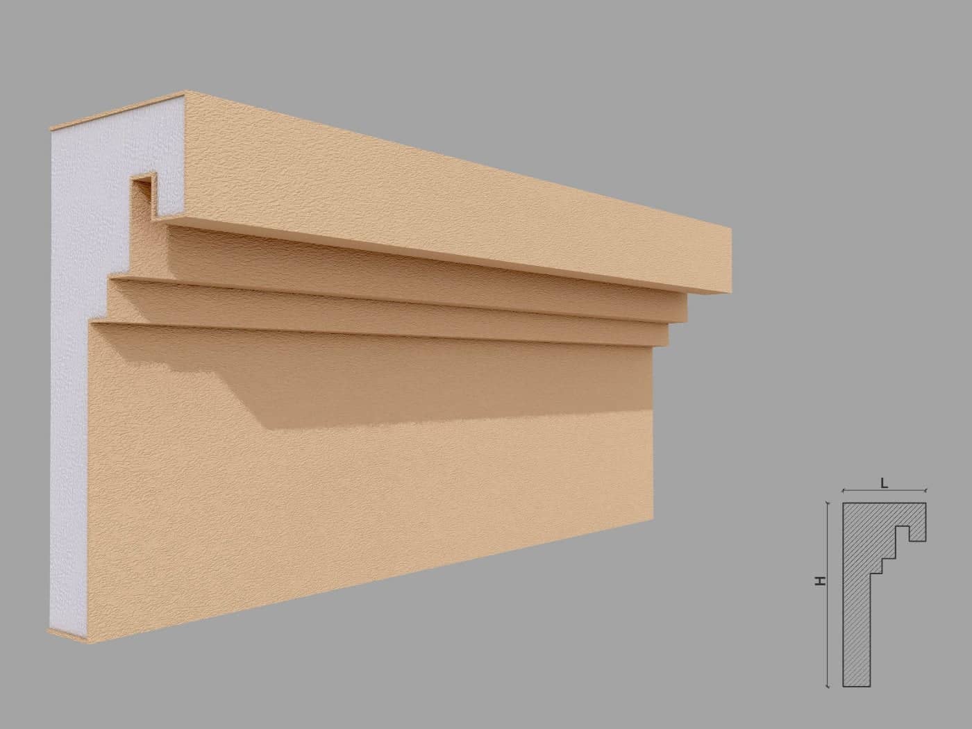 Corniche extérieure FP433 — profil décoratif de façade Profilia Décor, Corniches extérieures, vue 1 Corniche extérieure FP433 — profil décoratif de façade Profilia Décor, Corniches extérieures, vue 1