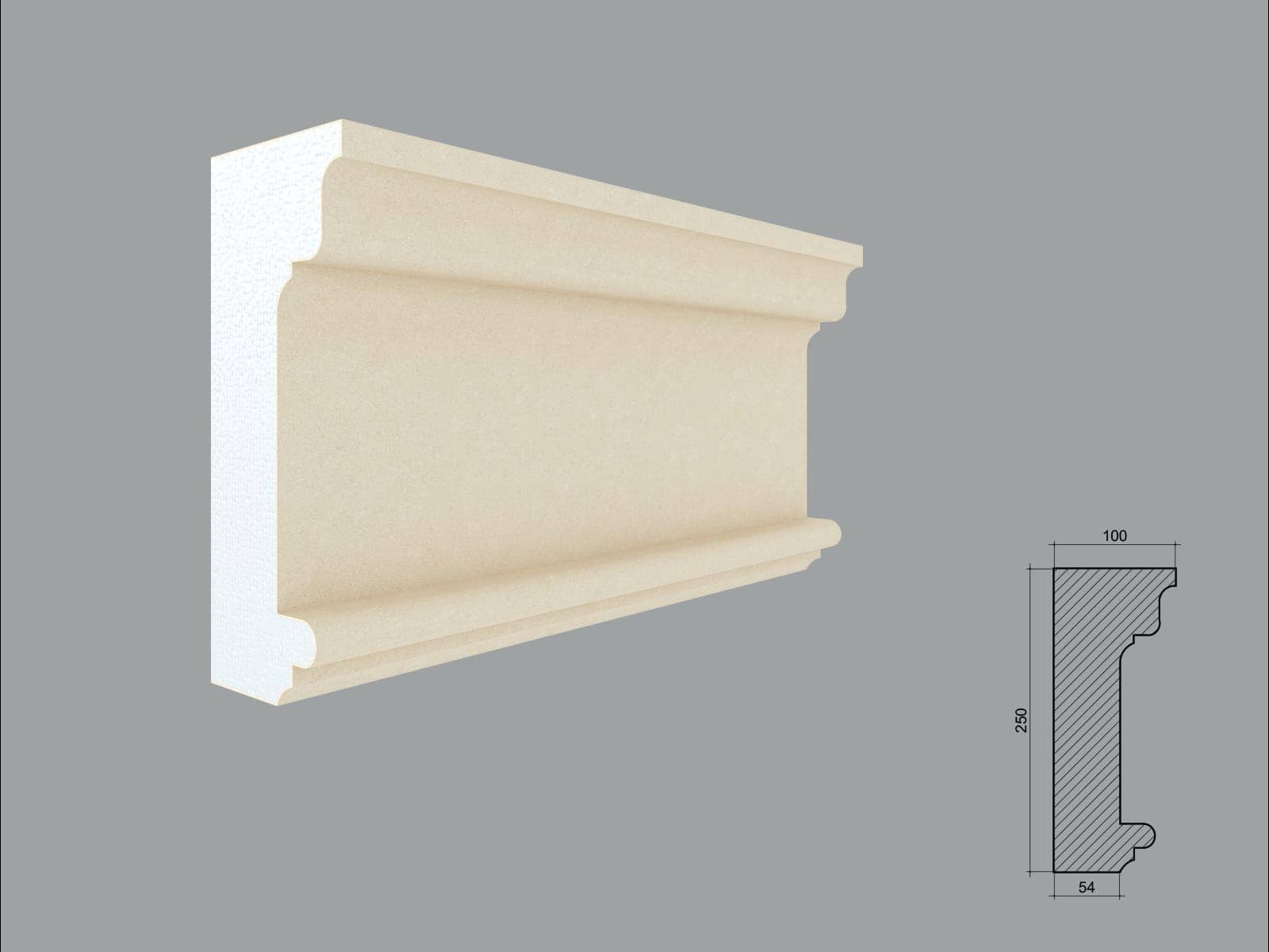 Bandeau décoratif FP703-2M — profil décoratif de façade Profilia Décor, Bandeaux décoratifs, vue 1 Bandeau décoratif FP703-2M — profil décoratif de façade Profilia Décor, Bandeaux décoratifs, vue 1