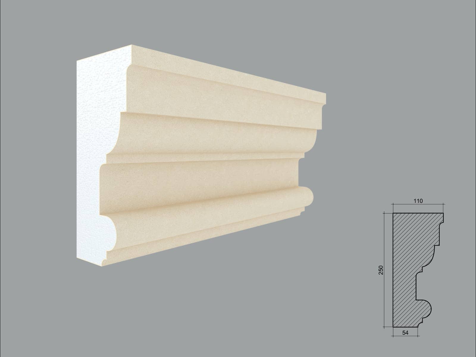Bandeau décoratif FP704-2M — profil décoratif de façade Profilia Décor, Bandeaux décoratifs, vue 1 Bandeau décoratif FP704-2M — profil décoratif de façade Profilia Décor, Bandeaux décoratifs, vue 1