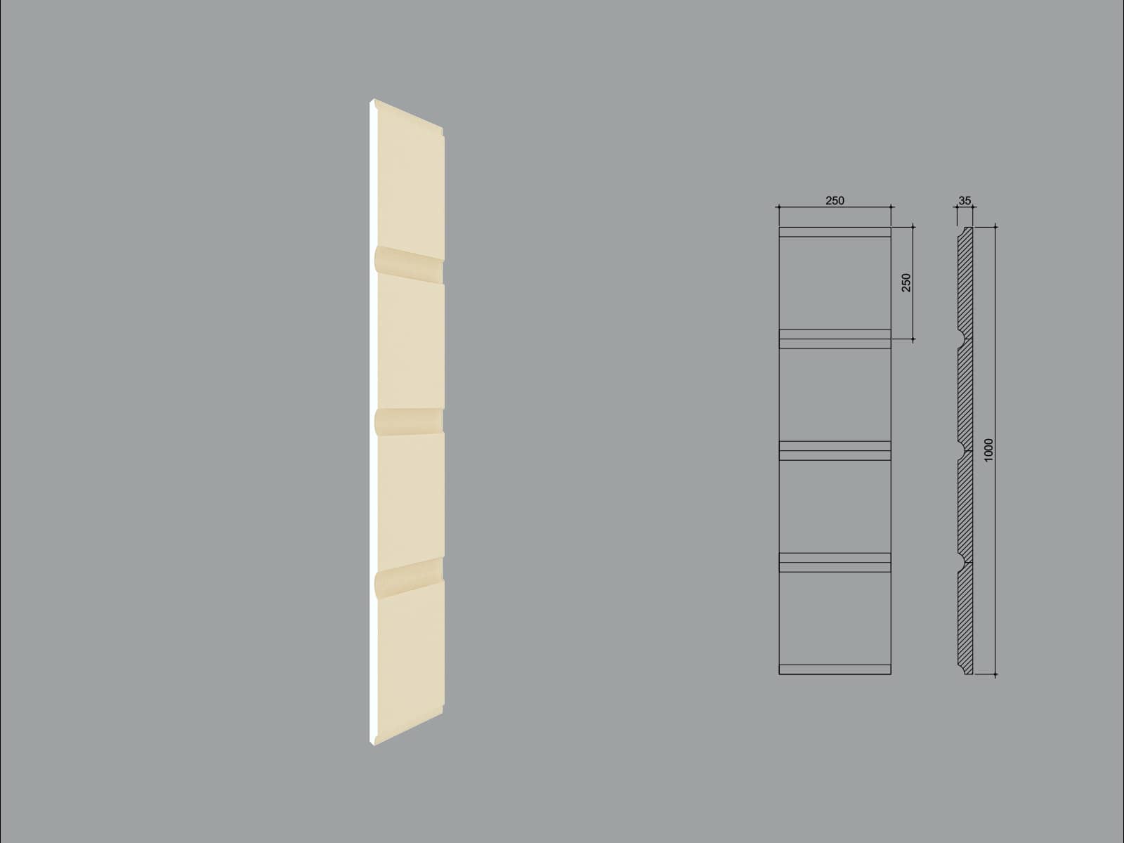 Chaîne d’angle FPCL01-1M-45 — coupe 45° — profil décoratif de façade Profilia Décor, Chaînes d’angle, vue 1 Chaîne d’angle FPCL01-1M-45 — coupe 45° — profil décoratif de façade Profilia Décor, Chaînes d’angle, vue 1