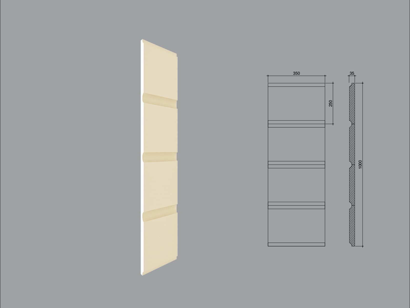 Chaîne d’angle FPCL02-1M-45 — coupe 45° — profil décoratif de façade Profilia Décor, Chaînes d’angle, vue 1 Chaîne d’angle FPCL02-1M-45 — coupe 45° — profil décoratif de façade Profilia Décor, Chaînes d’angle, vue 1