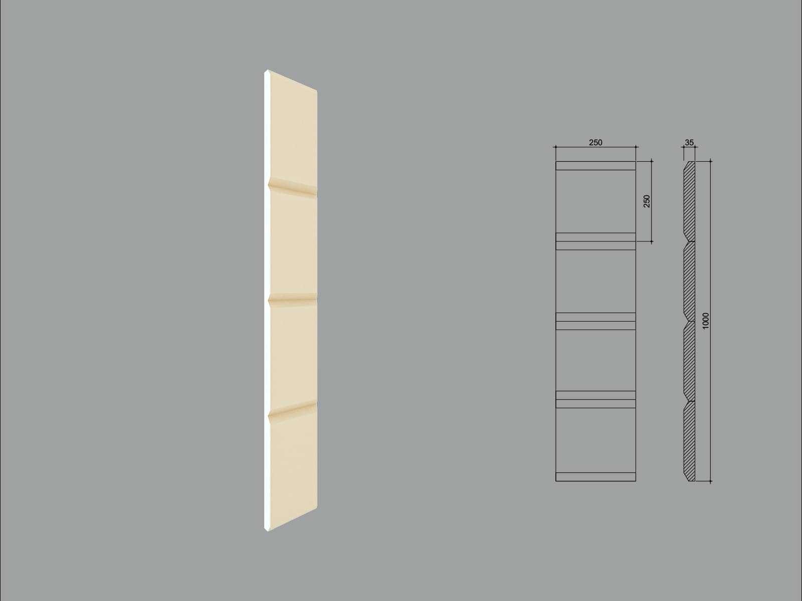 Chaîne d’angle FPCL03-1M-45 — coupe 45° — profil décoratif de façade Profilia Décor, Chaînes d’angle, vue 1 Chaîne d’angle FPCL03-1M-45 — coupe 45° — profil décoratif de façade Profilia Décor, Chaînes d’angle, vue 1