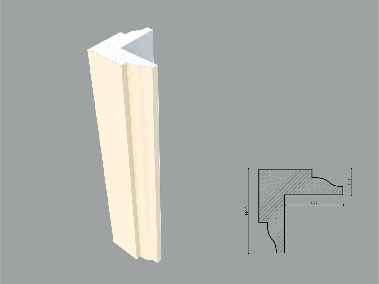 Chaîne d’angle FPCL08 — profil décoratif de façade Profilia Décor, Chaînes d’angle, vue 1 Chaîne d’angle FPCL08 — profil décoratif de façade Profilia Décor, Chaînes d’angle, vue 1