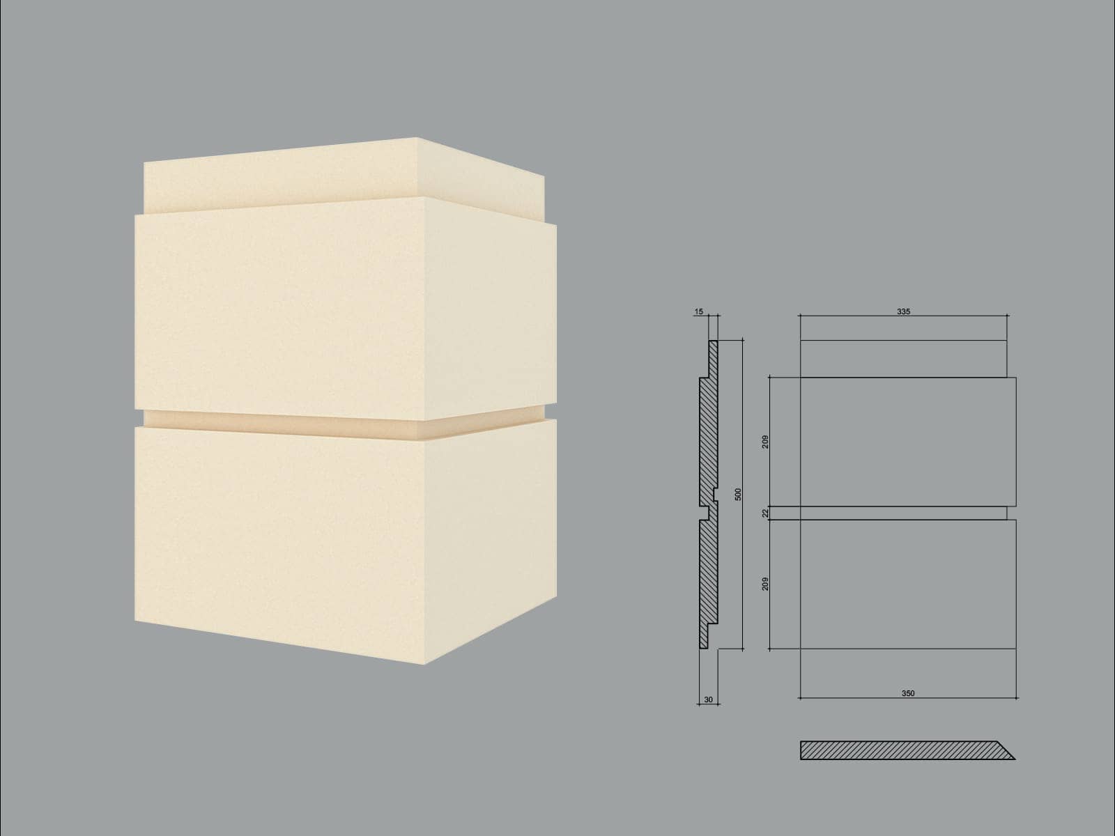 Chaîne d’angle FPCL11 — profil décoratif de façade Profilia Décor, Chaînes d’angle, vue 1 Chaîne d’angle FPCL11 — profil décoratif de façade Profilia Décor, Chaînes d’angle, vue 1