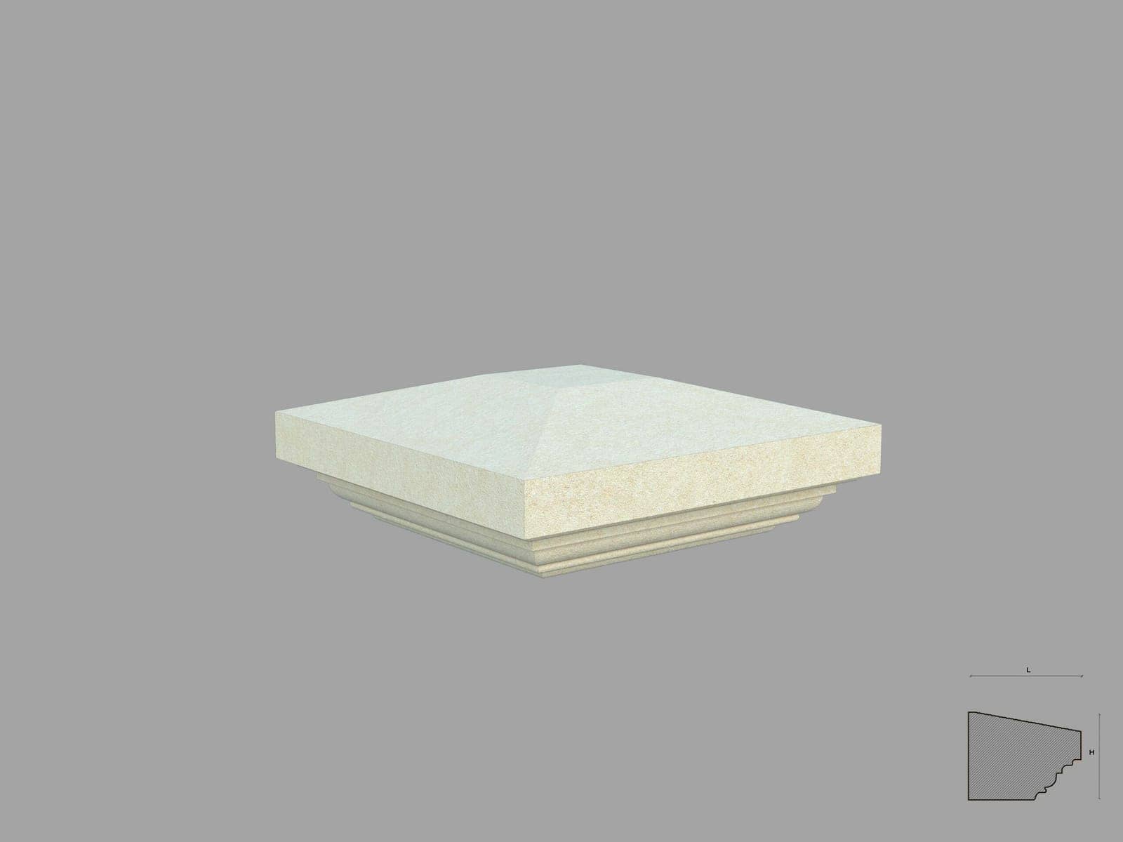 Chapeau de pilier FPCS02 — profil décoratif de façade Profilia Décor, Chapeaux de pilier, vue 1 Chapeau de pilier FPCS02 — profil décoratif de façade Profilia Décor, Chapeaux de pilier, vue 1
