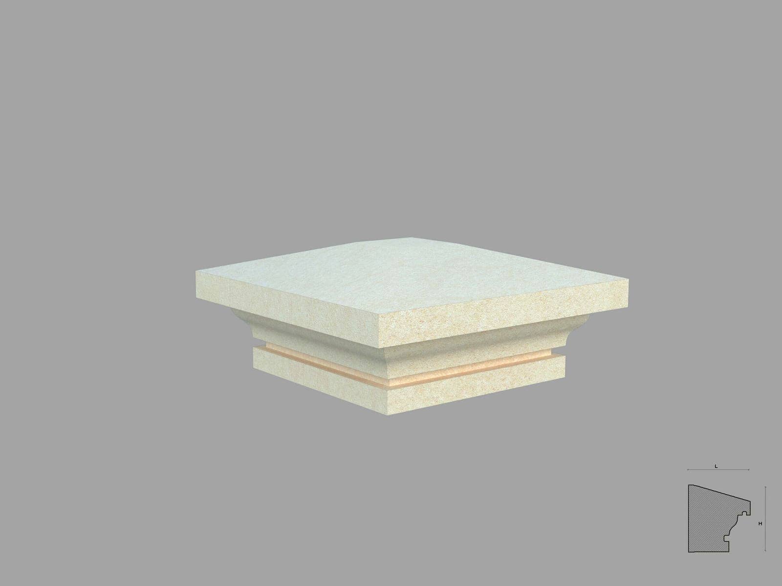 Chapeau de pilier FPCS03 — profil décoratif de façade Profilia Décor, Chapeaux de pilier, vue 1 Chapeau de pilier FPCS03 — profil décoratif de façade Profilia Décor, Chapeaux de pilier, vue 1