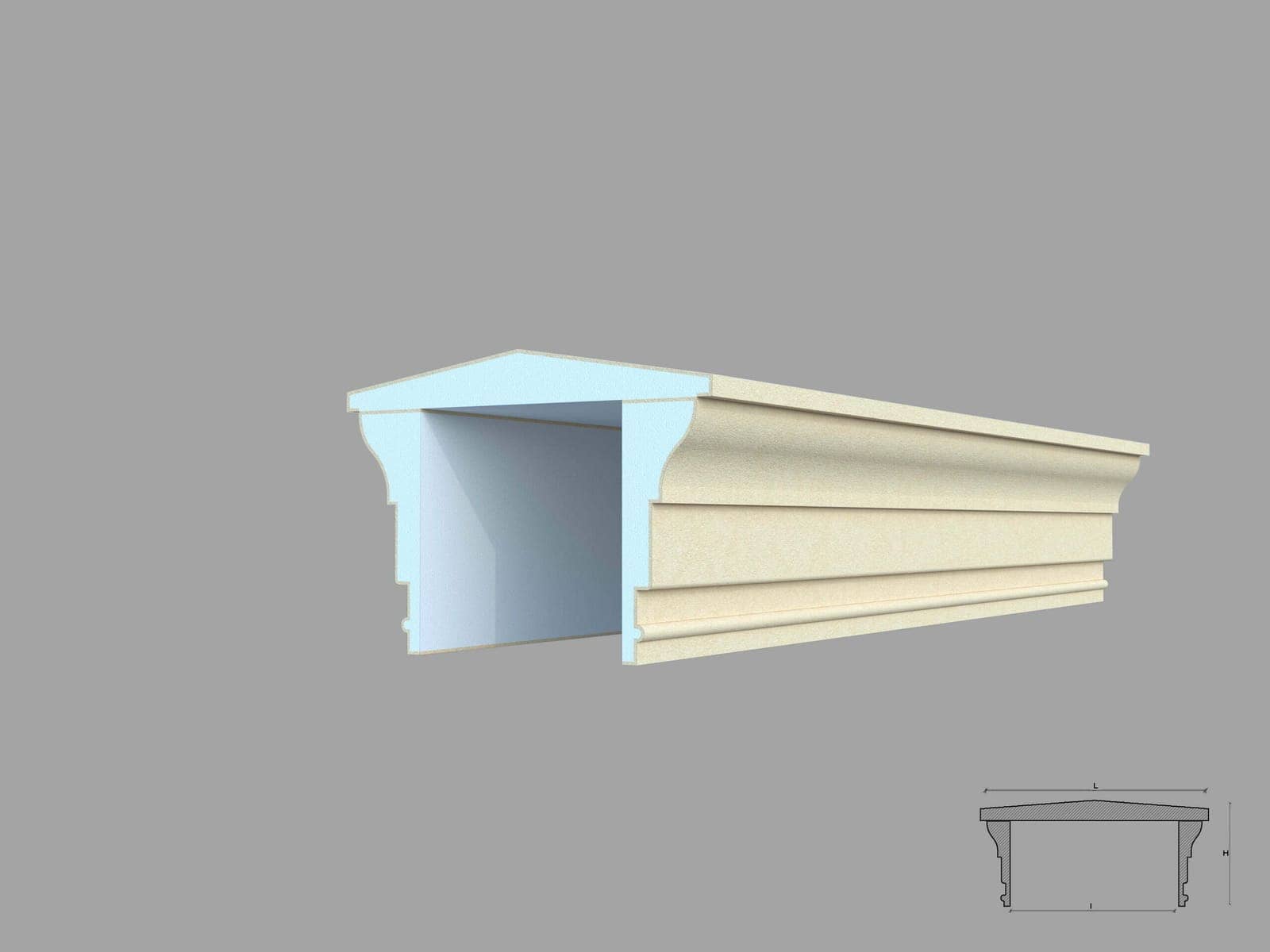 Chapeau de pilier FPIG03 — profil décoratif de façade Profilia Décor, Chapeaux de pilier, vue 1 Chapeau de pilier FPIG03 — profil décoratif de façade Profilia Décor, Chapeaux de pilier, vue 1